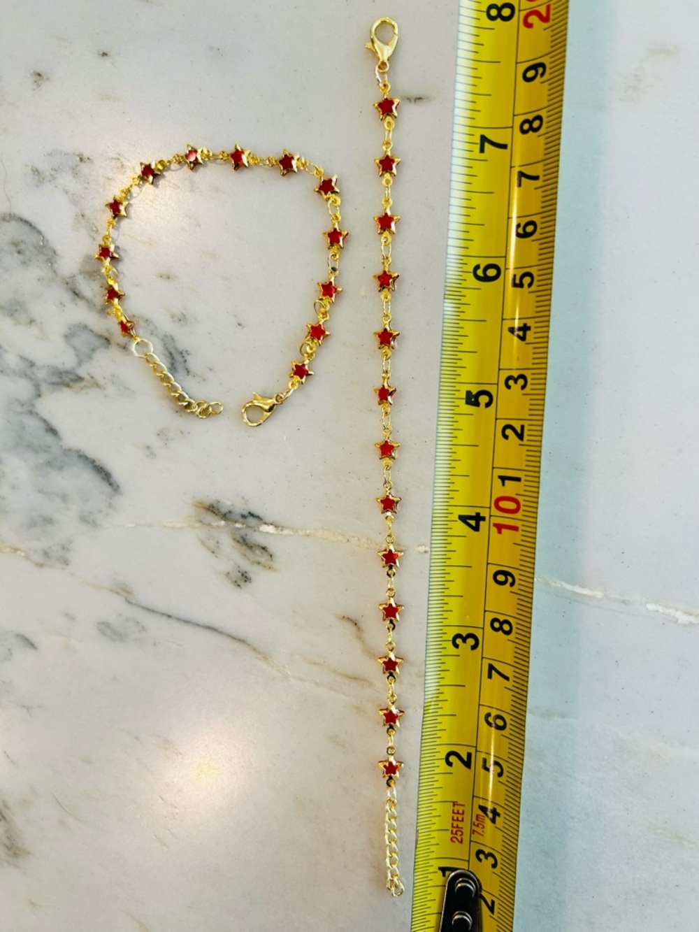 Set of 2 Gold Plated Bracelet with Red Star Accents -‎ Women Jewelry - Picture 2 of 3